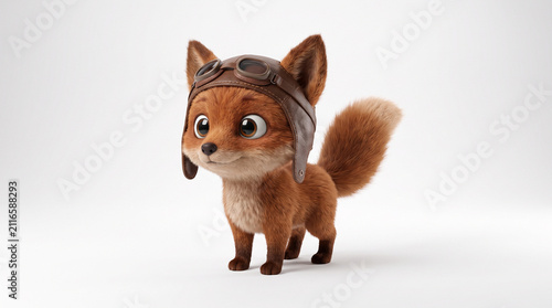 Baby Fox Wearing Aviator Hat