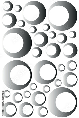 Abstract circles pattern in grayscale with varying sizes and shades vector illustration