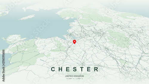 Bild auf Leinwand Modern minimalist vector map of Chester, Cheshire, England