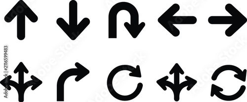 black arrows on white background for design and direction