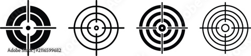 black and white targets with crosshairs for design or gaming