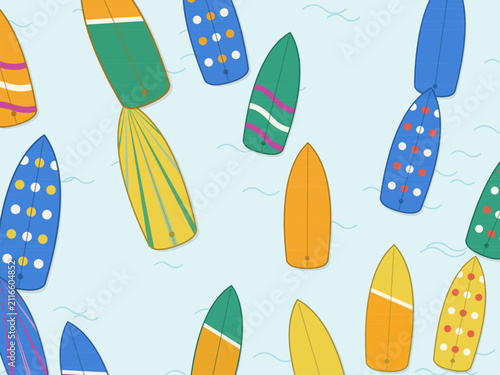 Photography Surf Board Pattern Coastal Travel Design Wallpaper