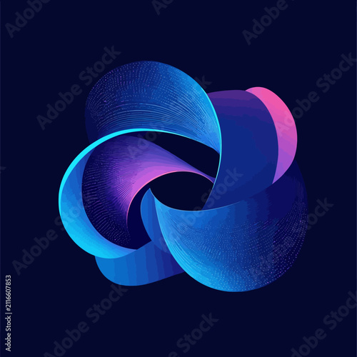 Abstract flowing geometric shape blue purple gradient
