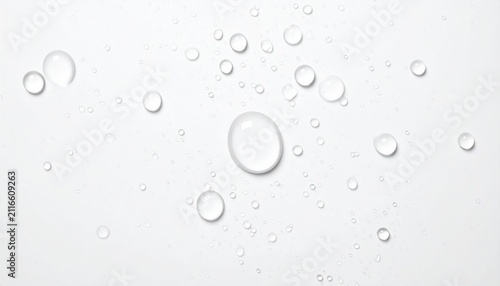 Water drops on white background top view