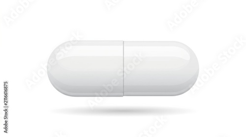 Single white medical capsule isolated on a clean white background