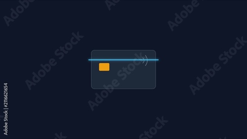 Digital credit card payment transaction animation with scanning motion effect for secure online banking and fintech applications 4k
