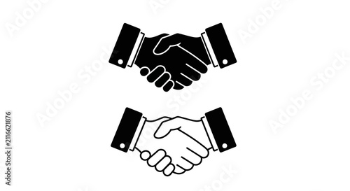 Foto Two Handshake Silhouettes Against A White Background Silhouette