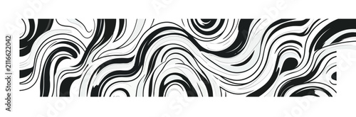 Canvastavla Abstract Organic Black and White Geometric Pattern with Fluid Flowing Lines and