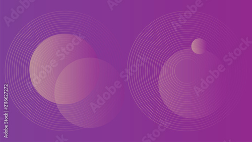 Purple background with pink circles and curved purple lines. Suitable for abstract designs, backgrounds, and vibrant artistic projects.