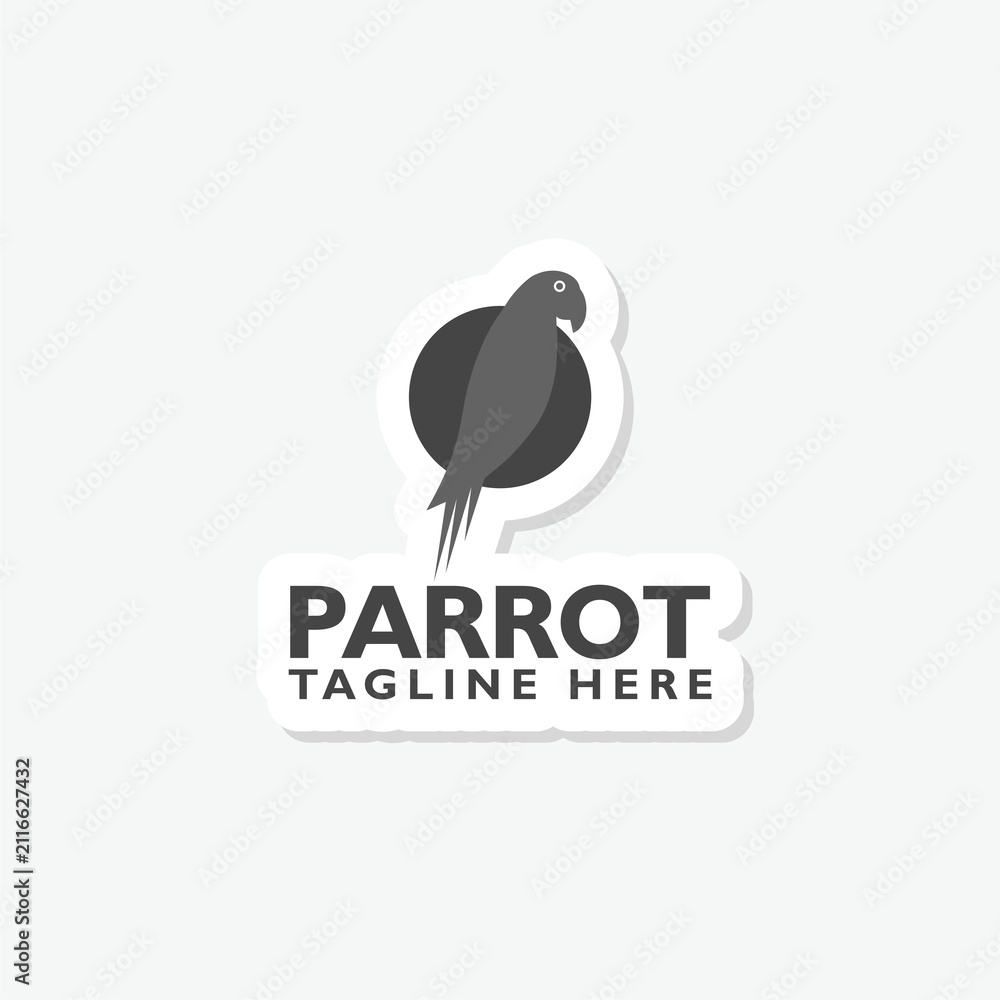 Naklejka premium Parrot logo sticker isolated on gray background