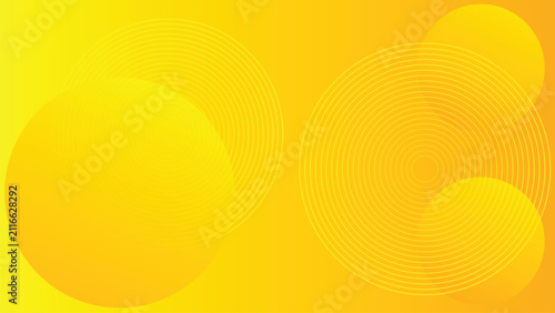 Warm orange and yellow background with fine circular lines and glowing spheres creating a bright sunny and energetic atmosphere