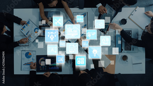 Cuadro en lienzo The concept of UX UI design focuses on user experience and interface