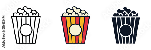 Obraz na płótnie Popcorn icon for cinema, movie snack, food and entertainment design