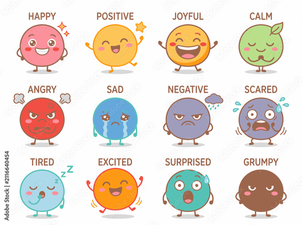 Obraz premium Cute characters with different emotion