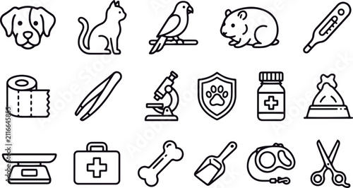 Hand Drawn Veterinary and Pet Care Doodle Illustration