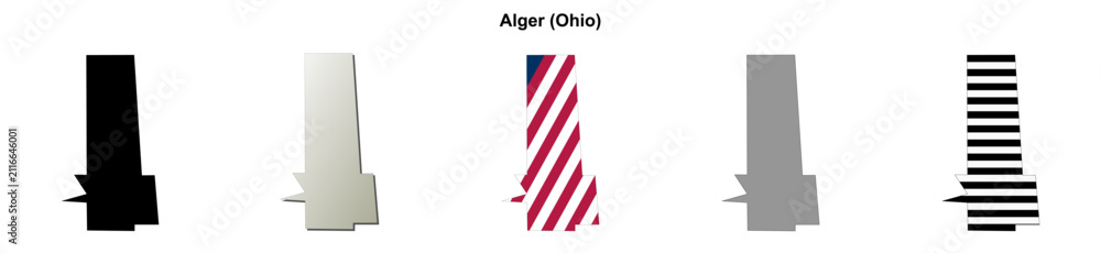 Obraz premium Alger (Ohio) blank outline map set