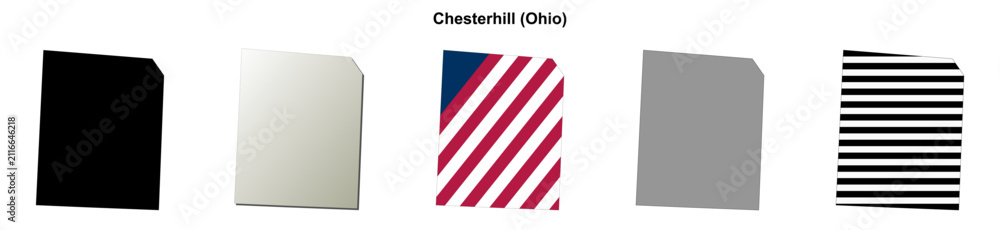 Fototapeta premium Chesterhill (Ohio) blank outline map set