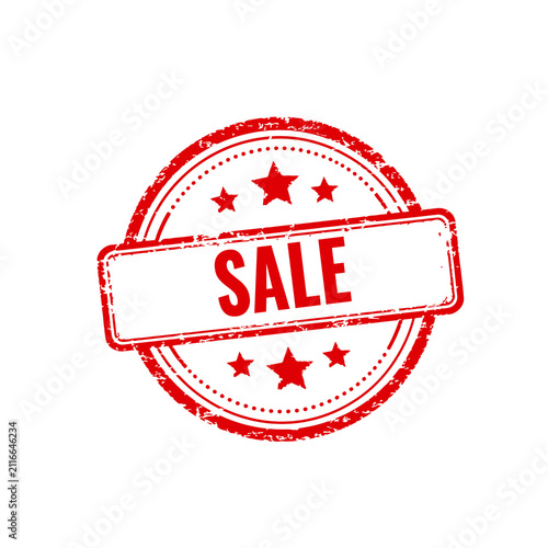 Red sale stamp sign with grunge texture