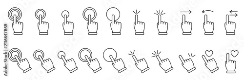 hand touch gesture click icon set for mobile app and user interface vector