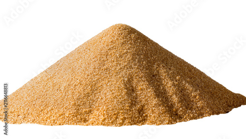 Obraz na płótnie Isolated pile of natural golden sand, a textured granular heap ready for constru