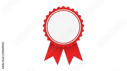 Red ribbon award badge with empty center