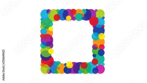 Colorful pom pom square frame border