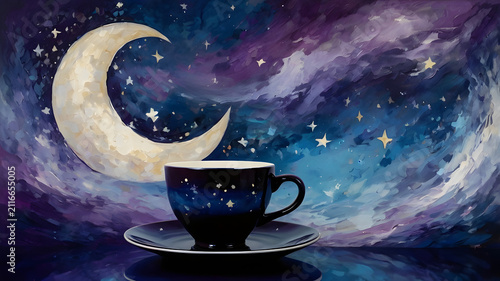 night sky with moon and stars