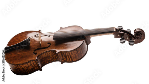Cuadro en lienzo Isolated elegant wooden classical violin string instrument with beautiful grain
