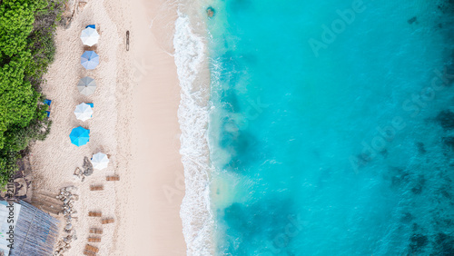 Fantastic beautiful beach, white sand and azure clear water of the ocean. Indonesia, Bali, Melasti, coastline