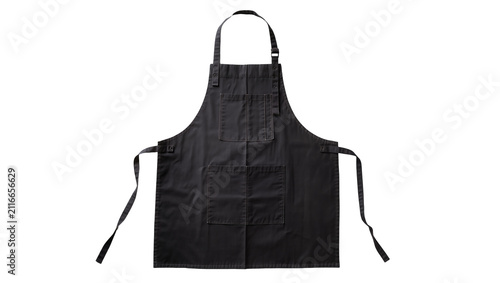 Foto Isolated black apron for cooking and culinary arts, professional workwear unifor