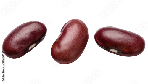 Картината върху платно Isolated three red kidney beans, healthy organic dry legume food ingredient read