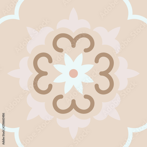 Vintage Pastel Floral Tile Pattern with Floral Ornament and Mandalas