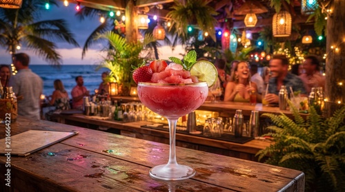 Frozen Strawberry Daiquiri Cocktail at Caribbean Beach Bar