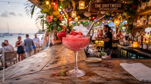 Frozen Strawberry Daiquiri Cocktail at Caribbean Beach Bar