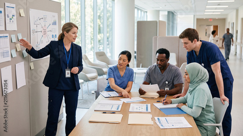 Hospital Innovation Meeting Room for AI Care Planning and Team Briefings