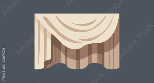 Obraz na płótnie Minimalist illustration of elegant draped curtains with soft fabric folds, suita