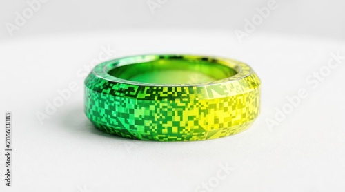Vibrant Gradient Resin Ring with Glittery Texture.