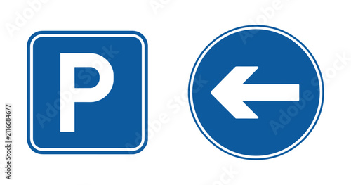 Cuadro en lienzo Parking and Direction Signage