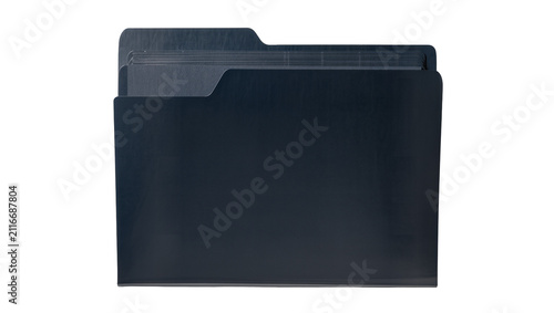 Canvas Print Isolated dark blue office file folder with several internal tabbed document sect