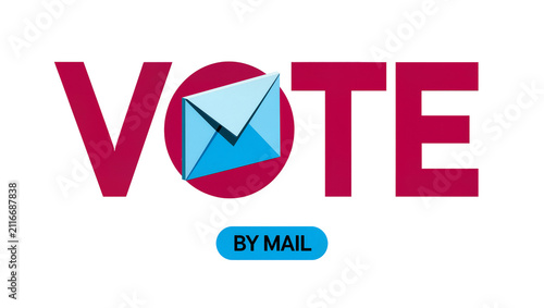 Foto Isolated VOTE BY MAIL concept graphic with an envelope representing the letter O