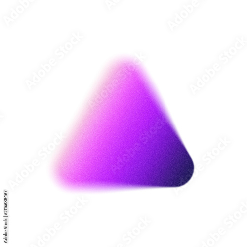 Purple abstract gradient triangle, smooth blur glow grainy isolated shape on transparent background