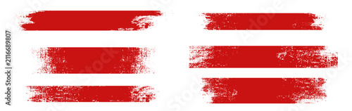 Straight red ink vector lines pack. Bloody color long and round hand-drawn brushstroke text highlights, frames, circles. Asian calligraphy brushstroke set. Rough grunge abstract blood color scribbles