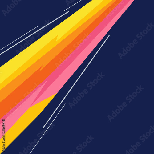 Abstract diagonal colorful stripes on dark blue background for modern art
