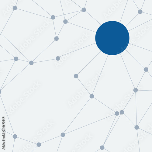 Abstract digital network with nodes and connecting lines on light background