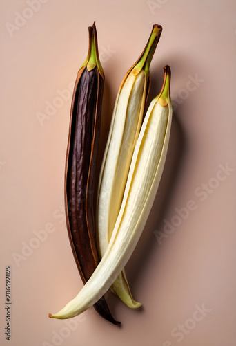 Three dried okra pods one d...