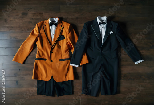 Orange and black tuxedo wit...