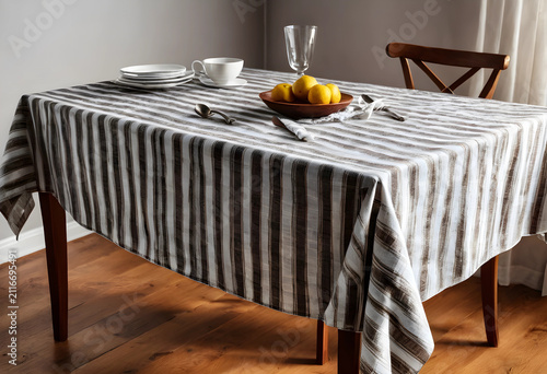 Dining table with striped l...