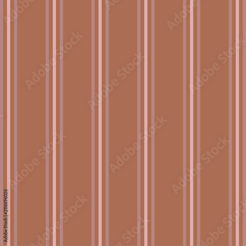 Seamless vertical striped pattern in warm earth tones, brown, terracotta and beige colors. Flat vector geometric background for autumn textile, cozy interior decor, rustic packaging and menswear print