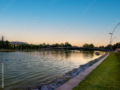 A view of a beautiful nature park and pool in Eskişehir, built as a social living space.