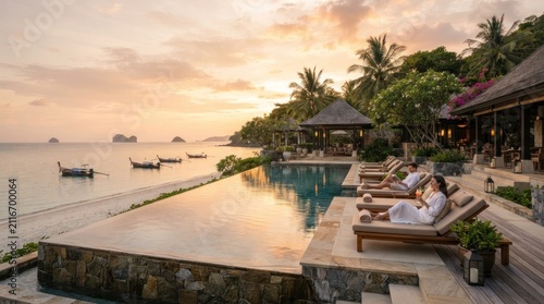 swimming pool at sunset